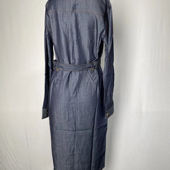 NEW MARCIANO Carla Safari Denim Midi Dress Blue Size L / US 8 | Button Front - Picture 5 of 8